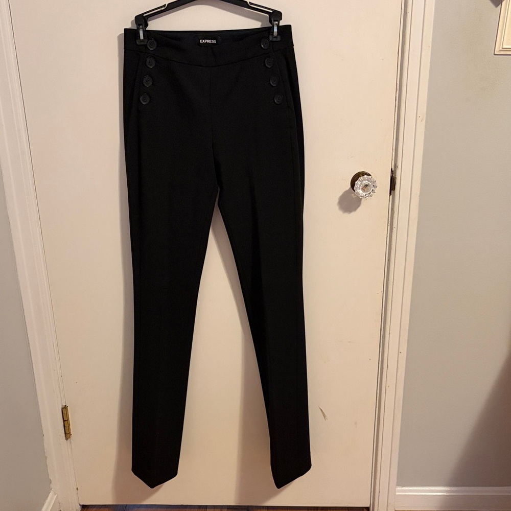Express Black Button-Accent Trousers